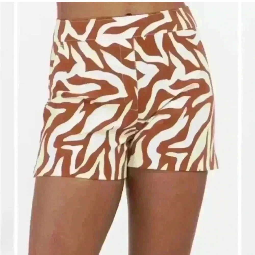 SPANX On-The-Go High Waist Zebra Print Shorts - Brown and White Large NWT - Picture 8 of 12